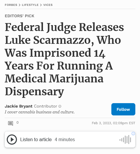 Forbes news article about Luke Scarmazzo