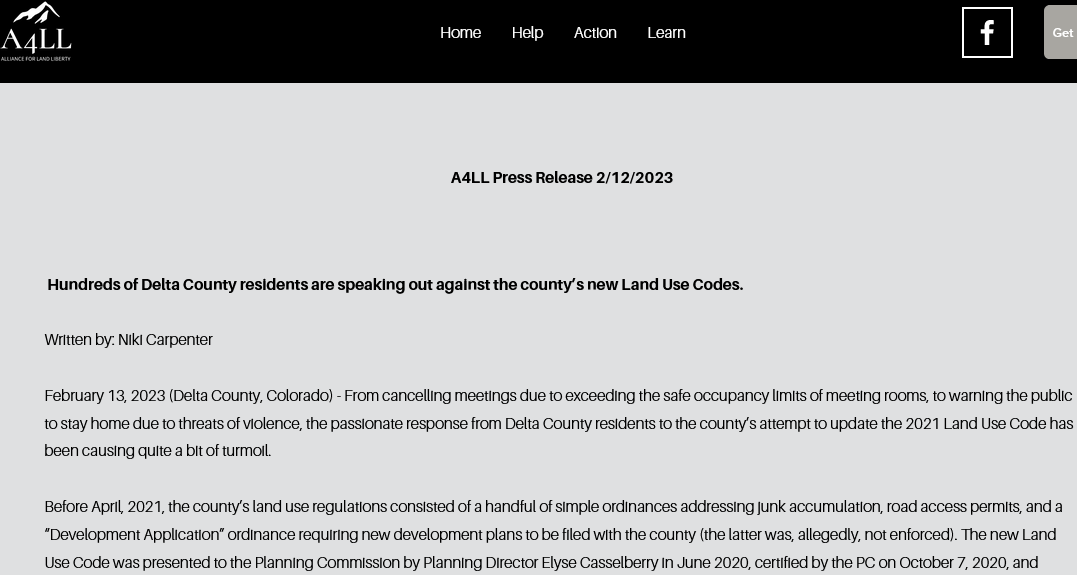 Alliance for Land Liberty Delta Colorado