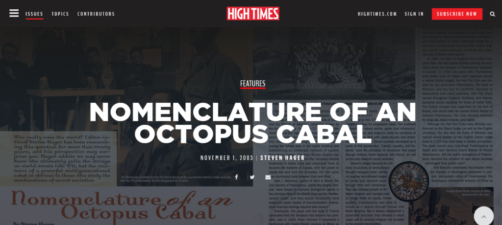 High Times Nomenclature of an Octopus Cabal by Steven Hagar