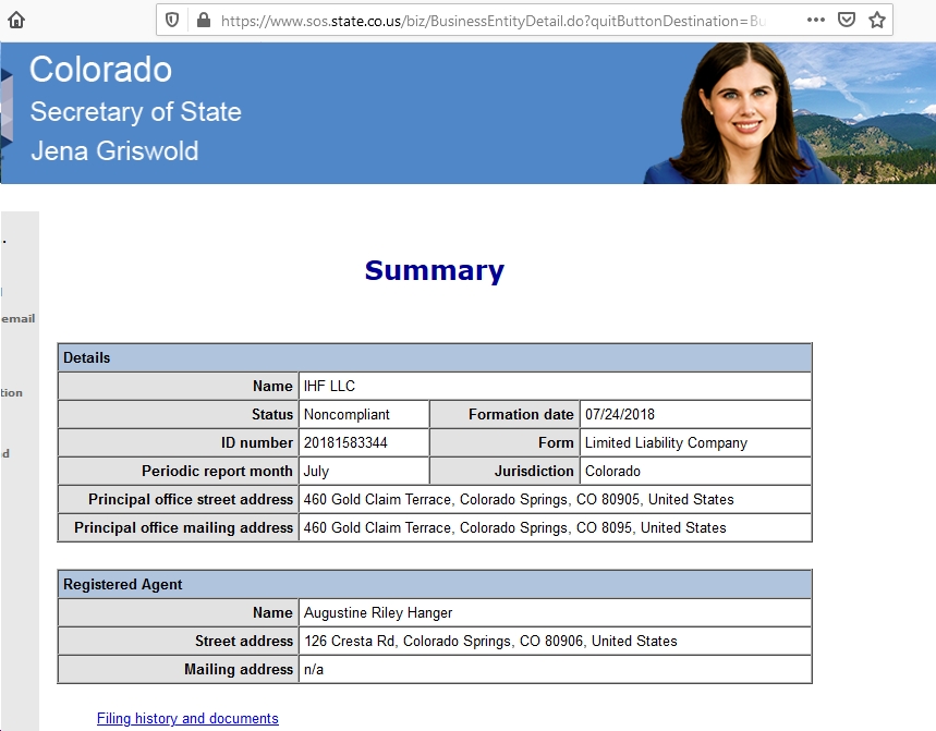 IHF LLC noncompliant 2019 colorado state licensing