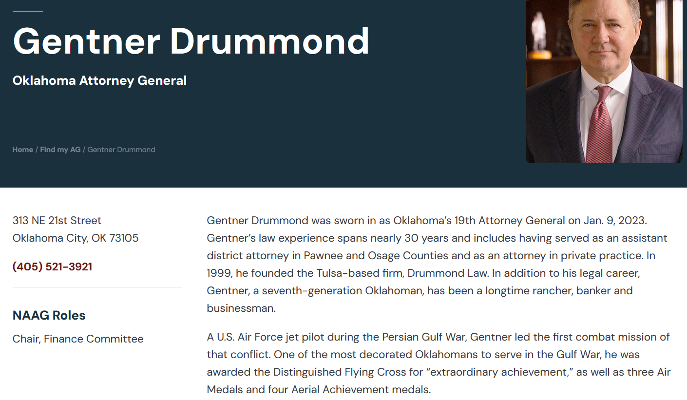 Gentner Drummond, Oklahoma Attorney General