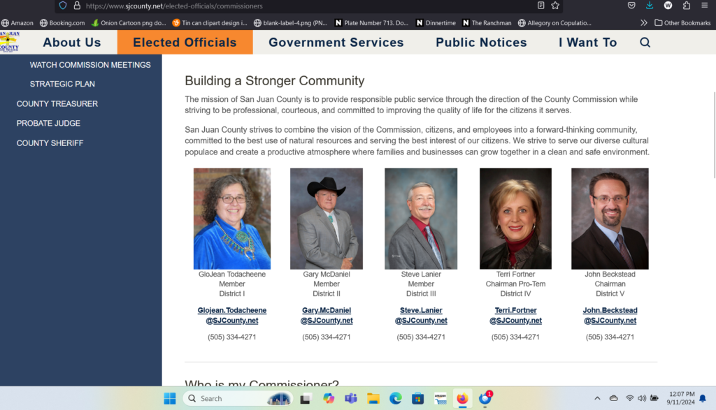 San Juan County New Mexico Elected Officials County Commissioners