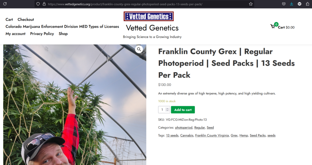 Vetted Genetics Franklin County Virginia Grex Seeds